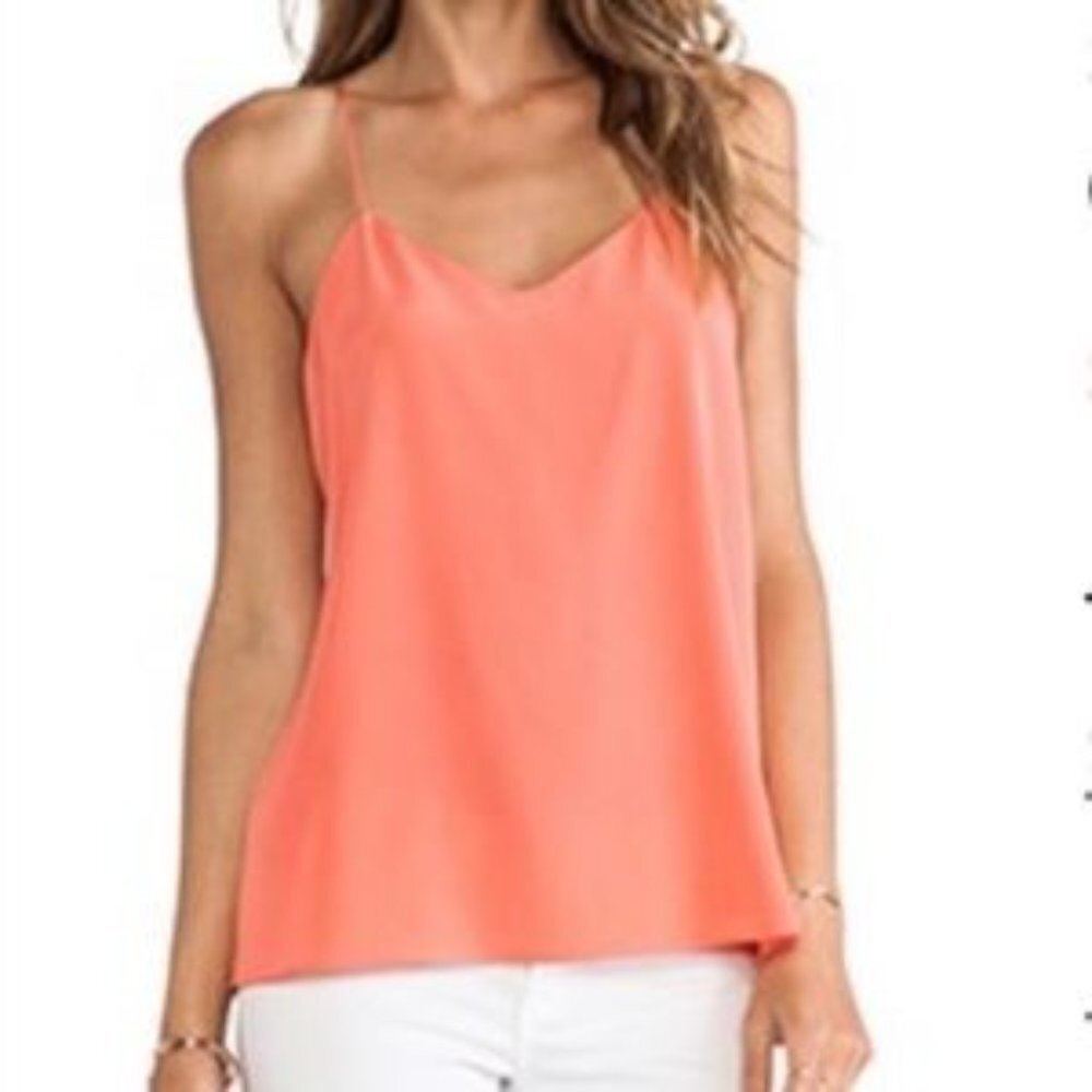 Tibi Orange Racerback 100% Silk Top Tank Camisole Top Size 4